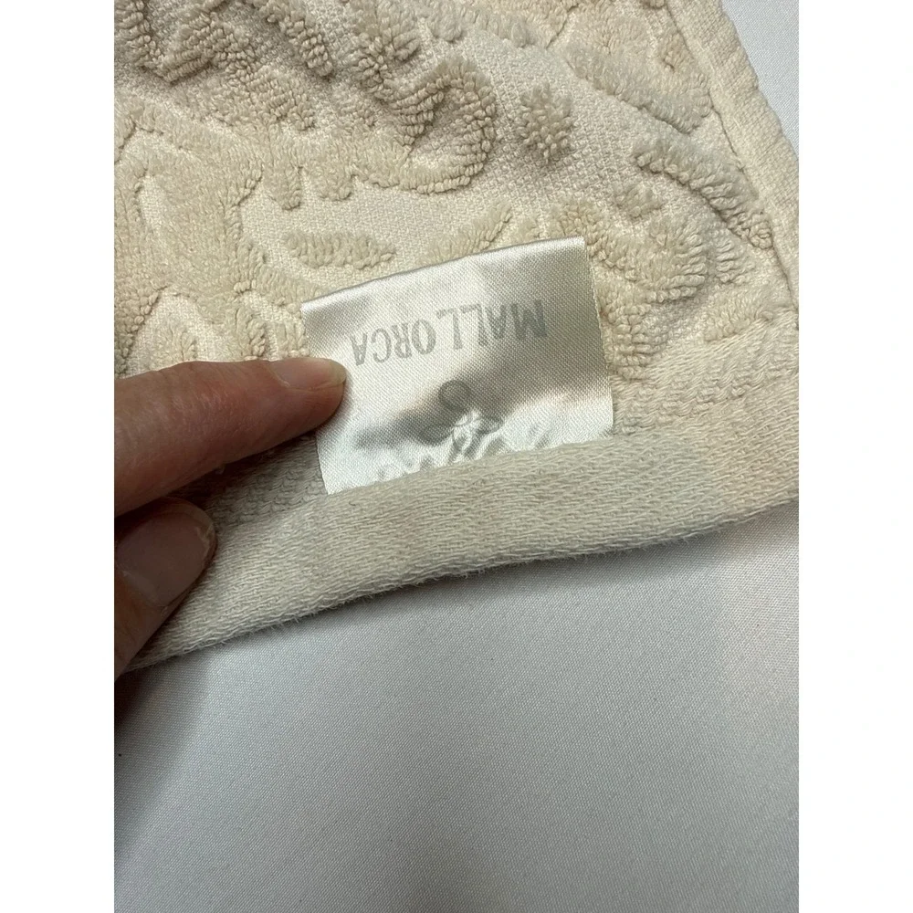 Mallorca Cream Cotton Embossed Damask Bath and Hand Towel Set vintage